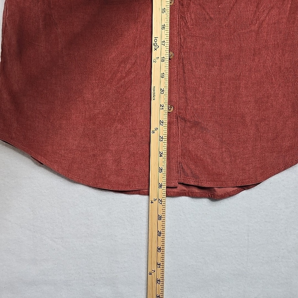 Gloria Vanderbilt shirt corduroy button Up maroon Medium ruffle Grannycore Work - Picture 7 of 11